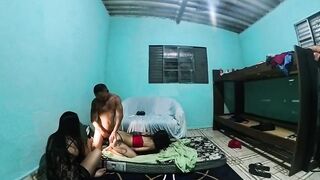 Eating my wife's best friend's butt bareback and fucking her cunt