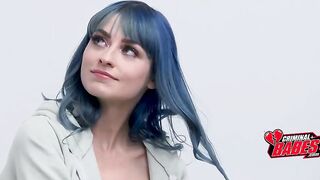 Blue haired shoplifter fucks store security hard on the backroom desk