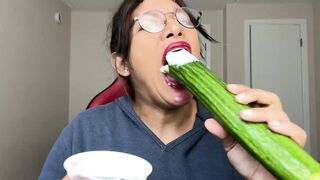 ASMR Biggest Cucumber with Yogurt: The Almost all wonderful Way to Eat It ? ?NSFW