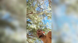 julian spurrts impure cum shot while walking down the street