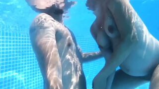 Preggy Pool Sex Young MILF! Putting on a Show for the Neighbors