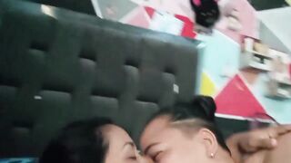 gripping movie scene of two brunettes eating each other's pussies whilst filming themselves