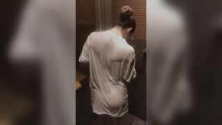 Big Ass Blonde Showing off Below the Shower in My T-shirt