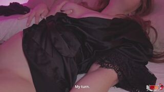 Stepmom and stepson share a daybed - Stepmom when stepson masturbates her twat with a knob