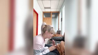 Office wench sucks bosses knob