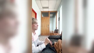 Office wench sucks bosses knob