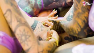 Lesbian Orgy – Anal & Squirt – Tattooed Beauties Pleasuring Each Other’s Holes and Licking Snatch – ATM,