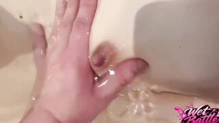 WET BATTLE: Real virgin cute VS. Super nano sex doll in shower