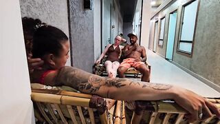 After a swim in the pool, the friendship story ends in sex: betraying a friend's trust by with her husband.