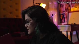 Chunky nerd gal playing RPG with her friend.