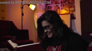 Chunky nerd gal playing RPG with her friend.
