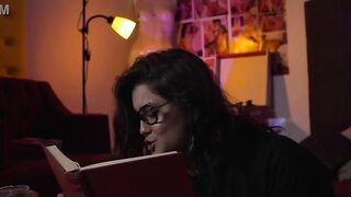 Chunky nerd gal playing RPG with her friend.