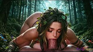 Slutty dryad guardian beauty makes my knob juicy in the forest.[AI]