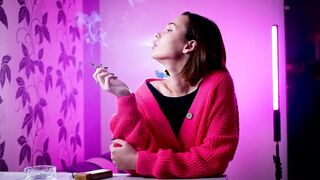 Playful Russian Girl Smokin' Cigarette Outdoor Tease