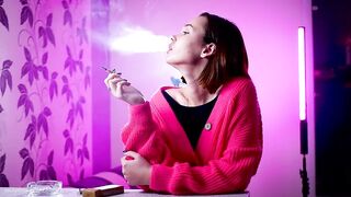 Playful Russian Girl Smokin' Cigarette Outdoor Tease