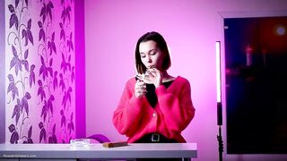Playful Russian Girl Smokin' Cigarette Outdoor Tease