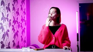 Playful Russian Girl Smokin' Cigarette Outdoor Tease