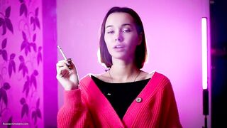 Playful Russian Girl Smokin' Cigarette Outdoor Tease