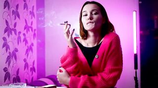 Playful Russian Girl Smokin' Cigarette Outdoor Tease