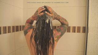 Pretty Breasts Latin sweetheart Masturbates in the Shower Thinking About Her Stepdad