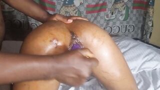 The south African Customer that come to Nigeria for body massage and get bang by a bulky ramrod Customer and this chab cum inside her cunt