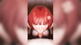 Excited redhead sucks cock and gets cum in her mouth