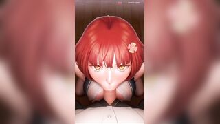 Excited redhead sucks cock and gets cum in her mouth
