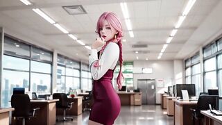 Pink Pony Secretary! Kneeling in a Wine Red Constricted Skirt, holding files with eyes locked on you. Office private tease.
