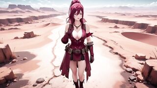 Redhead Warrior in Ruins! Forbidden Meeting in the Industrial Wasteland, her tight combat dress juicy and hazy eyes.