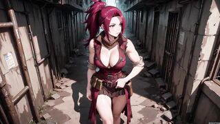 Redhead Warrior in Ruins! Forbidden Meeting in the Industrial Wasteland, her tight combat dress juicy and hazy eyes.