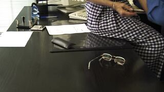 Mature MILF Rides Thick Schlong Hard in Office
