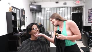Big Boobs Hairdresser Jerks Off Client BBC Until He Cums In Her Panties
