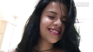 Busty Latin playgirl Gets Her Oiled Boobs Stroked During the time that This stud Grips Her Neck