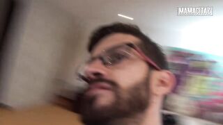 Slender Latina Sucks and Strokes Him While This man Grabs Her Hair