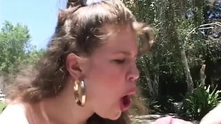 Chubby cheerleader sucks and fucks big ramrod