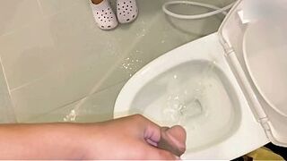 gratified when screwing Binor's pussy in the bathroom until she ejaculates inside