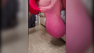 Big Balls Christmas Swing Times Real Futa Red Satin Gloves Real Balls Saline Futa Xmas Daddy Teasing Ballstretching
