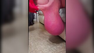 Big Balls Christmas Swing Times Real Futa Red Satin Gloves Real Balls Saline Futa Xmas Daddy Teasing Ballstretching