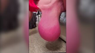 Big Balls Christmas Swing Times Real Futa Red Satin Gloves Real Balls Saline Futa Xmas Daddy Teasing Ballstretching