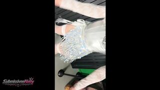 SubmissiveeHotty introduces Critter for another scene whipping her booty and a handstand