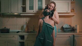 Shut the Bang Up and Take It - Stepmom Gags Skinny Stepdaughter in the Kitchen