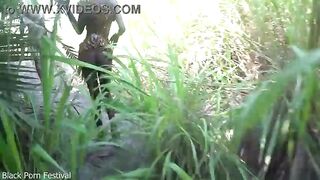 2 slim African tribe hotties waking up a lazy villager and started playing with his dong
