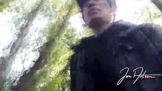Homo male Jon Arteen freeballing showing his jock and undressed booty outdoor
