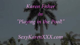 Busty Golden-haired Bbws Karen Fisher and Sam 38G Outside in the Pool!