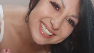 My beloved MILF wife wakes me up with a morning oral-job-sex and licks up the cum.