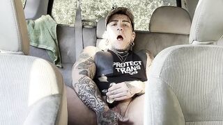 Butch Masturbating in Car almost got caught!