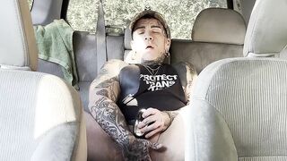 Butch Masturbating in Car almost got caught!