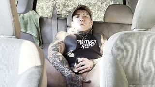 Butch Masturbating in Car almost got caught!