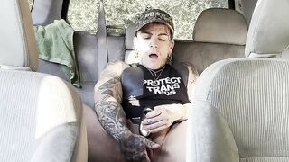 Butch Masturbating in Car almost got caught!