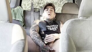 Butch Masturbating in Car almost got caught!